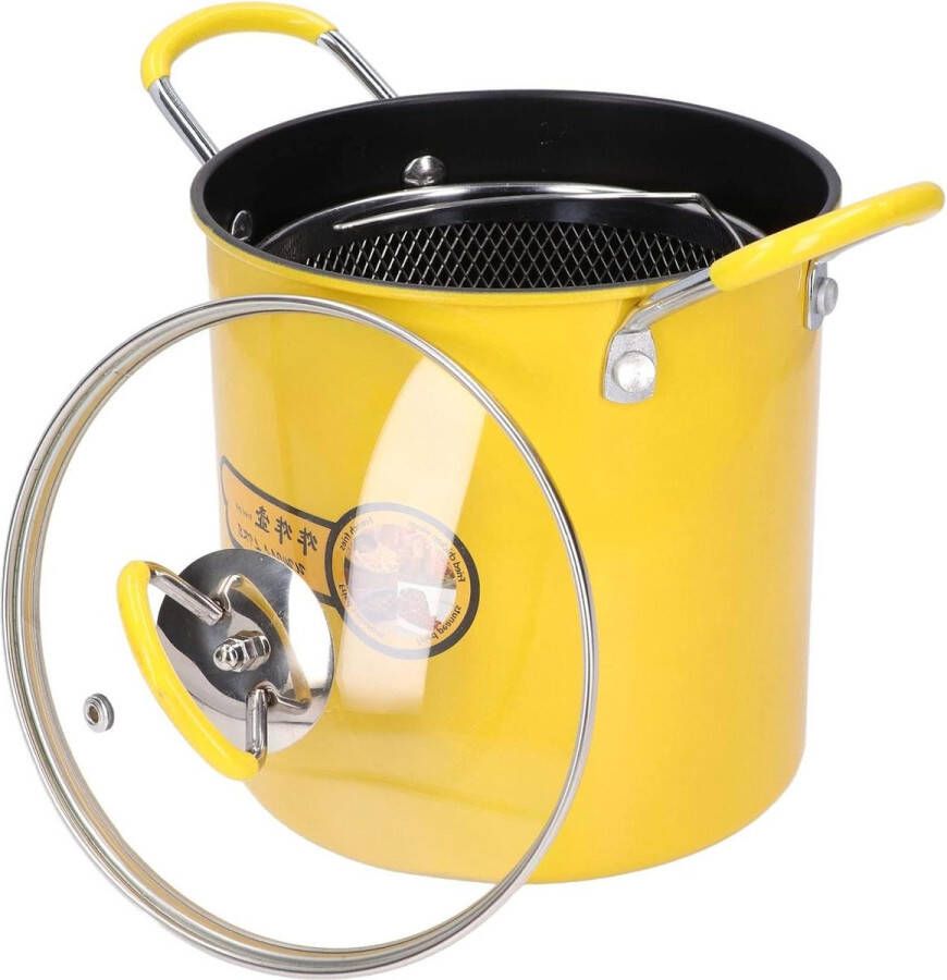 Mini diepe braadpan 3L roestvrij staal oliefilter deksel keuken thuis olie-afvoernet friteuse diepe pan braadpan