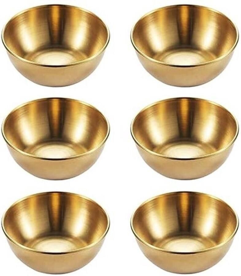 Mini-dipschalen set van 6 Ronde roestvrijstalen gourmet schaaltjes voor sauzen specerijen en snacks