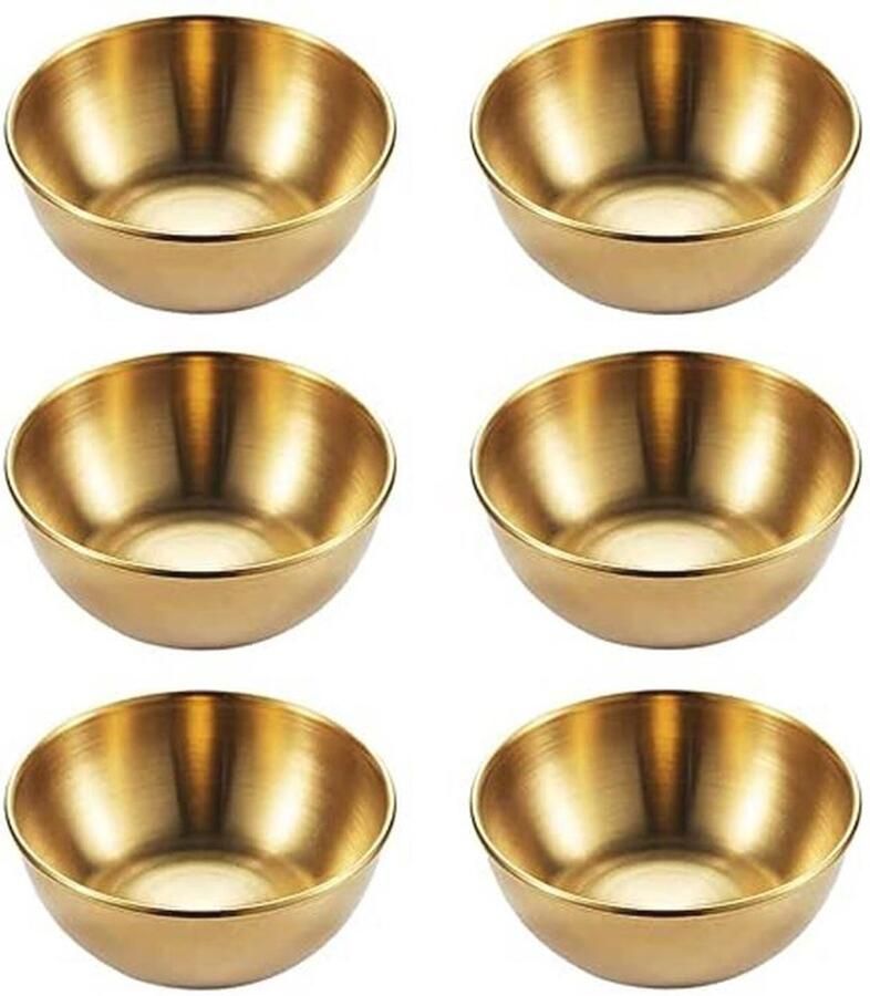 Mini-dipschalen set van 6 Ronde roestvrijstalen gourmet schaaltjes voor sauzen specerijen en snacks