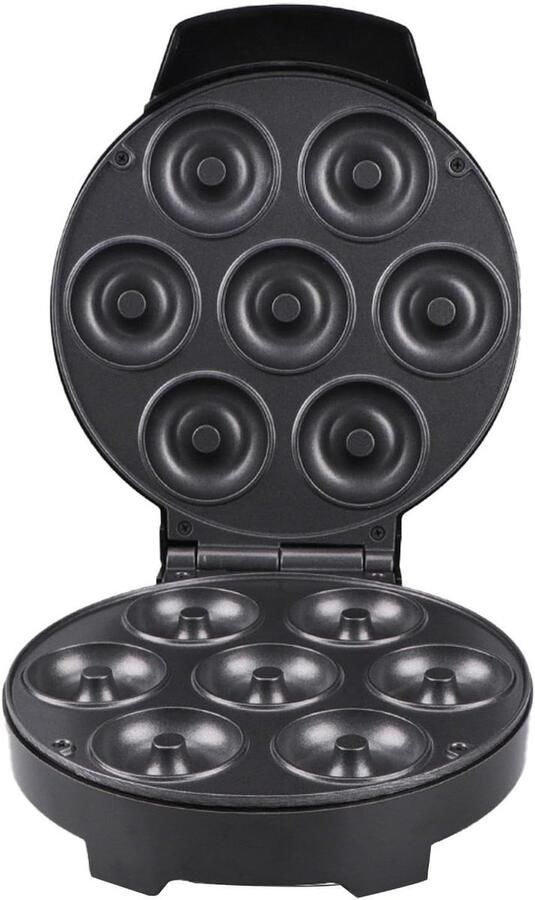 Mini Donut Maker Apparaat voor Gebak Thuis Snacks Maken Antiaanbaklaag 7 Gaten Zwart