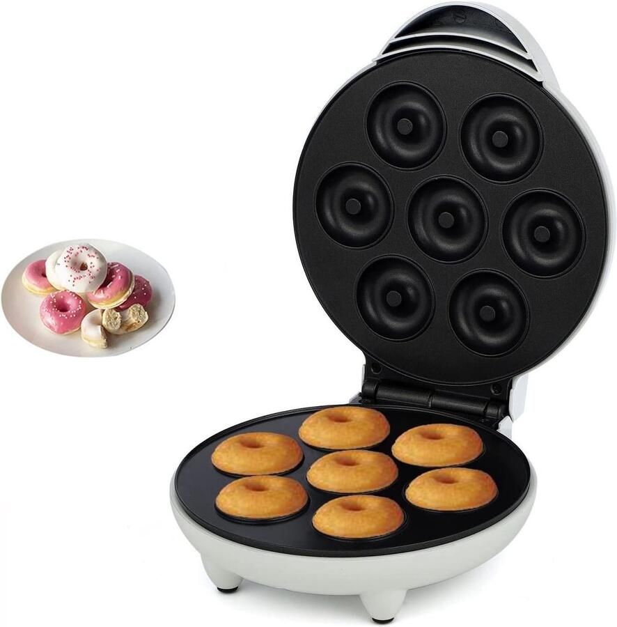 Mini Donut Maker Donut Machine Gezinsplezier Bakken 7 Mini Donuts Tegelijk Compact Formaat Wit