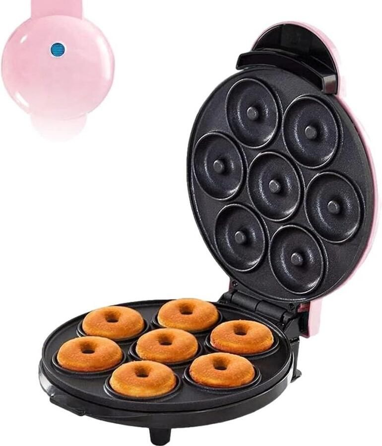 Mini Donut Maker Donut Machine Thuis Bakken Antiaanbaklaag 7-gaats Roze
