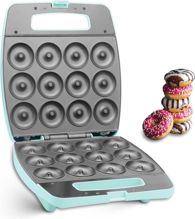 Mini Donut Maker Donutmachine Bakvorm Thuis Gebak Maken Maakt 12 Donuts 1400 Watt Aqua