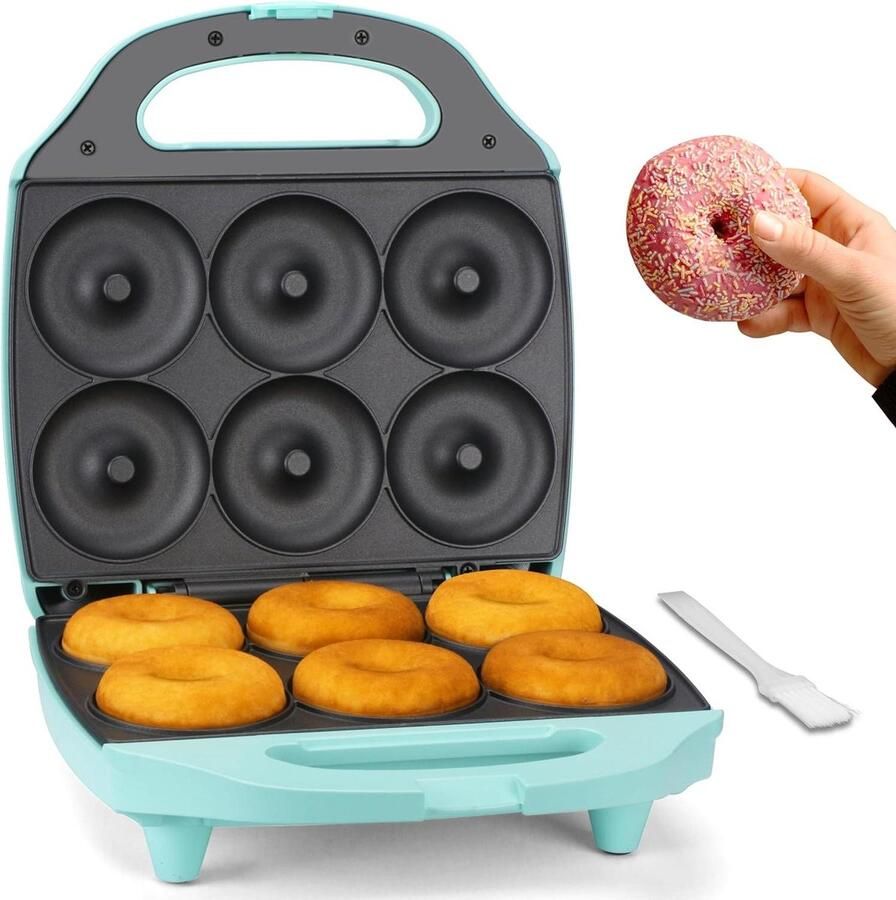 Mini-donut maker Donut machine Thuis bakken Anti-aanbaklaag 6 donuts Aqua