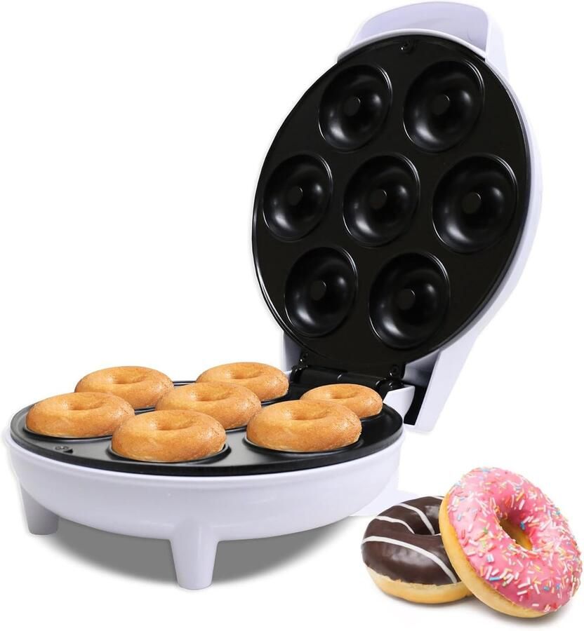 Mini-donutmaker geschikt voor festivals kinderen ontbijt of snacks desserts enz. antiaanbaklaag kan 7 donuts tegelijk maken wit