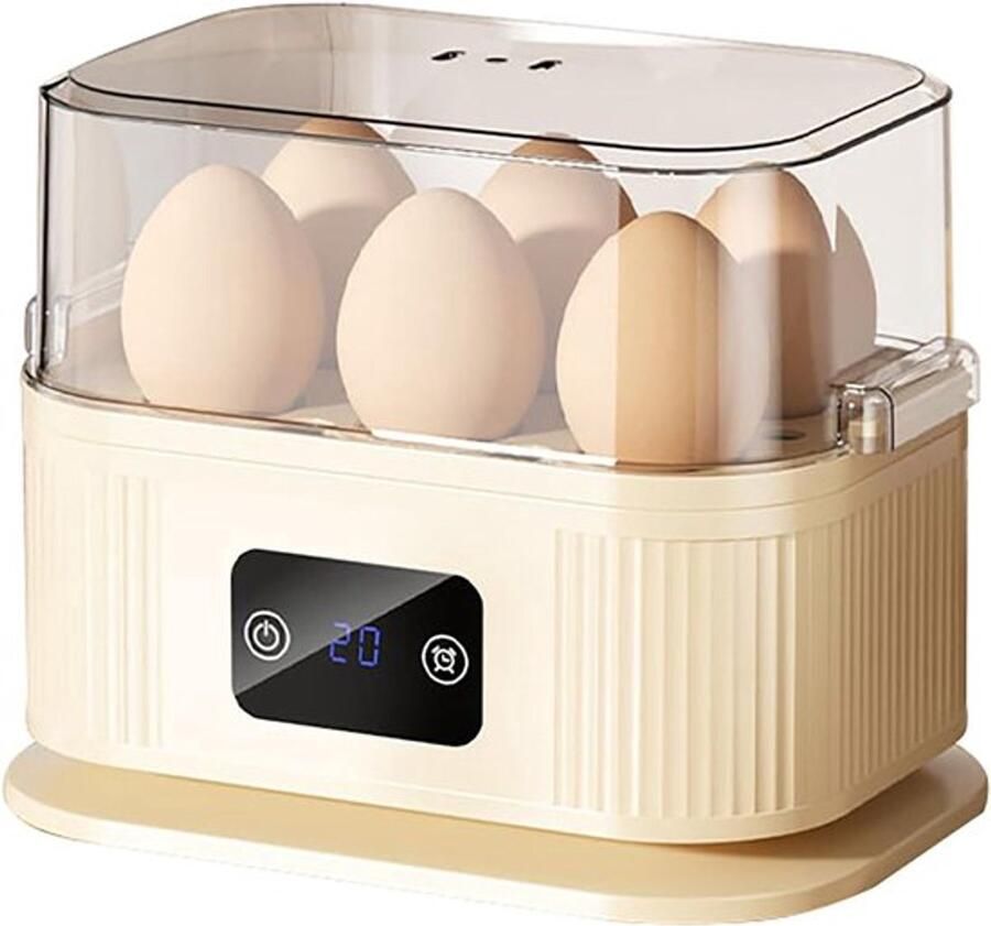 Mini draagbare eierkoker Mini draagbare eierkoker stoompan voor huishoudelijk gebruik Snel elektrisch koken kan tot 6 eieren tegelijk koken Compact ontbijtapparaat voor dagelijks gebruik Beige