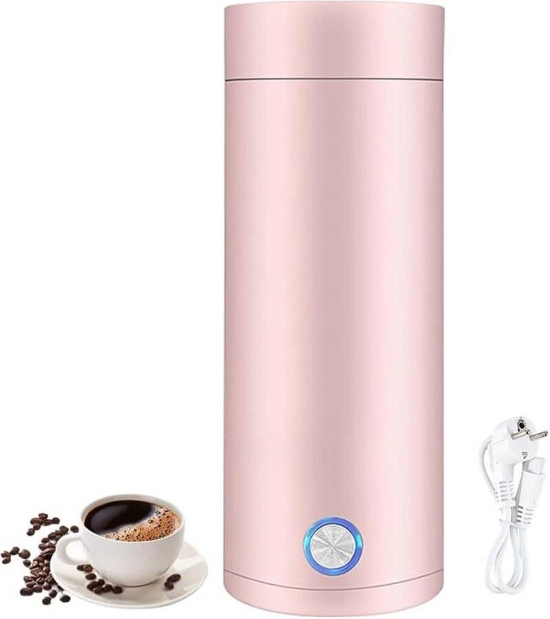 Kleine draagbare elektrische waterkoker mini-waterkoker met automatische uitschakeling voor koffie en thee 400 ml roze