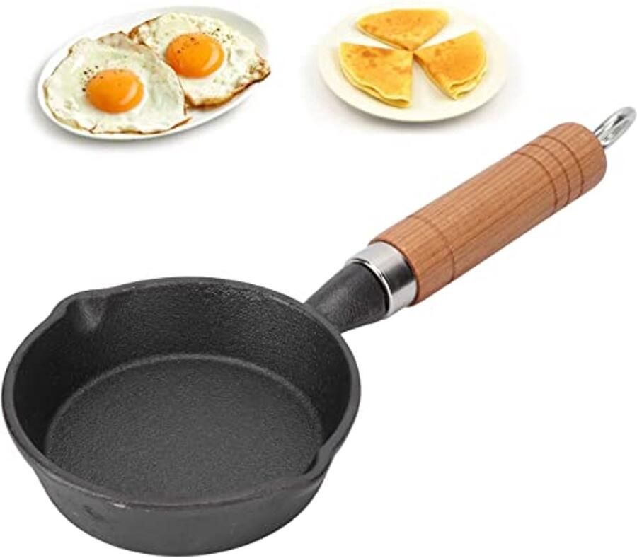 Mini Ei Pan met Houten Handvat Antiaanbak Koekenpan voor Eieren en Pannenkoeken