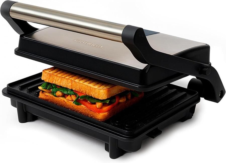 Elektrische Grill Contactgrill Bakplaat Gezond Koken 180 Graden Opening 23 x 18 cm Zwart