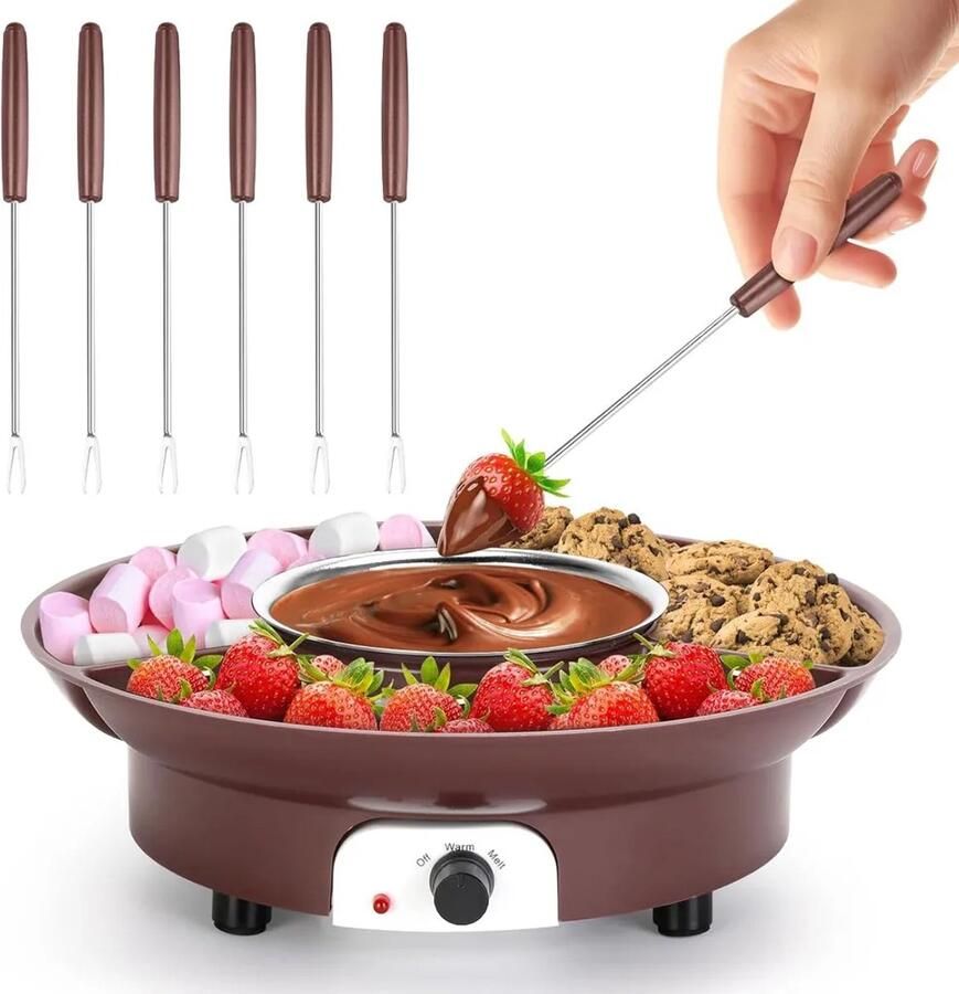 Mini elektrische chocoladesmeltpan set met 2 vorkjes chocoladesmeltpan melkchocoladeverwarmer kaas boter en snoep