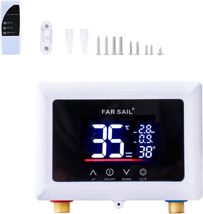 Mini elektrische doorstroomboiler 5500W met LED temperatuurweergave voor keuken en badkamer