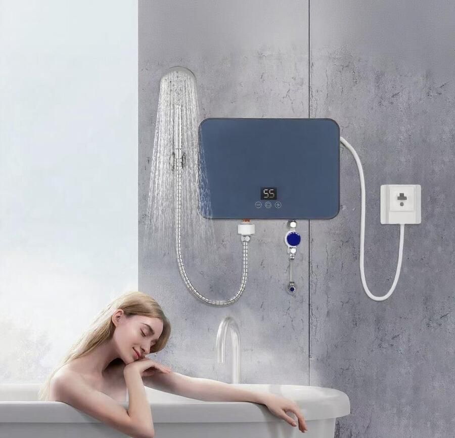 Mini Elektrische Doorstroomverwarmer Directe Waterkoker Snel Warm Water LED Temperatuur Display 6000 Watt Wit
