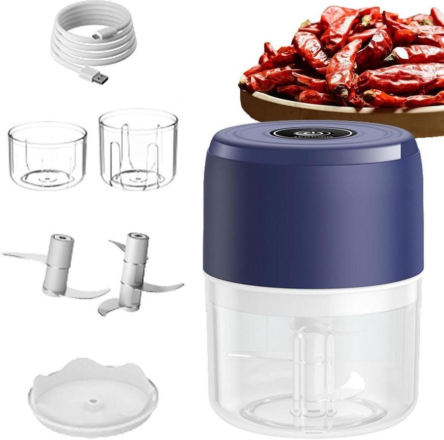 Mini Elektrische Hakker Keukenmachine Knoflook Snel Ingrediënten Snijden USB Oplaadbaar 9 x 10 x 9 cm