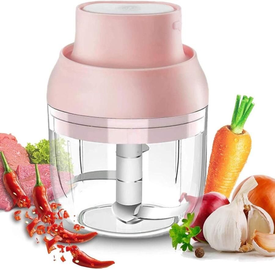 Mini Elektrische Hakker Kleine Keukenmachine Voedsel Bereiden USB Oplaadbaar 250ml Capaciteit Roze