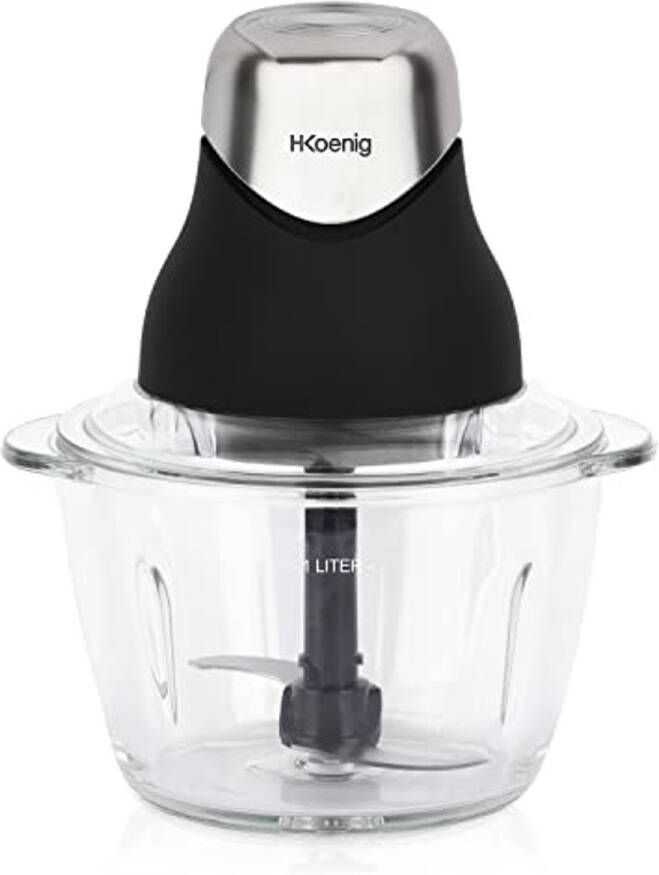 Mini Elektrische Hakker voor Koken en Bereiden van Pesto Peterselie Noten en Knoflook Gegradueerde Glazen Kom 1L en Roestvrijstalen Messen