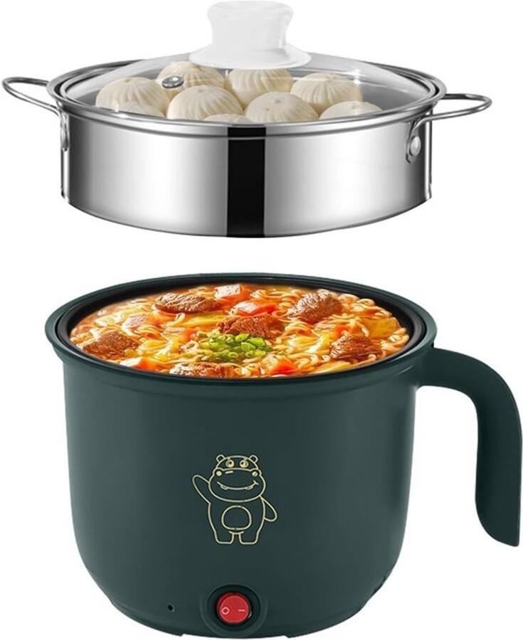 Mini elektrische hotpot Draagbare kookpan Snel maaltijden bereiden Met stoompan 18 liter Groen