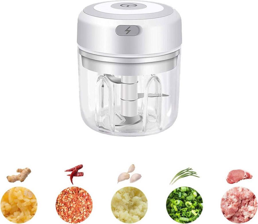 Mini Elektrische Knoflook Chopper Draadloze Ui Gehaktmolen Keukenmachine 250ML