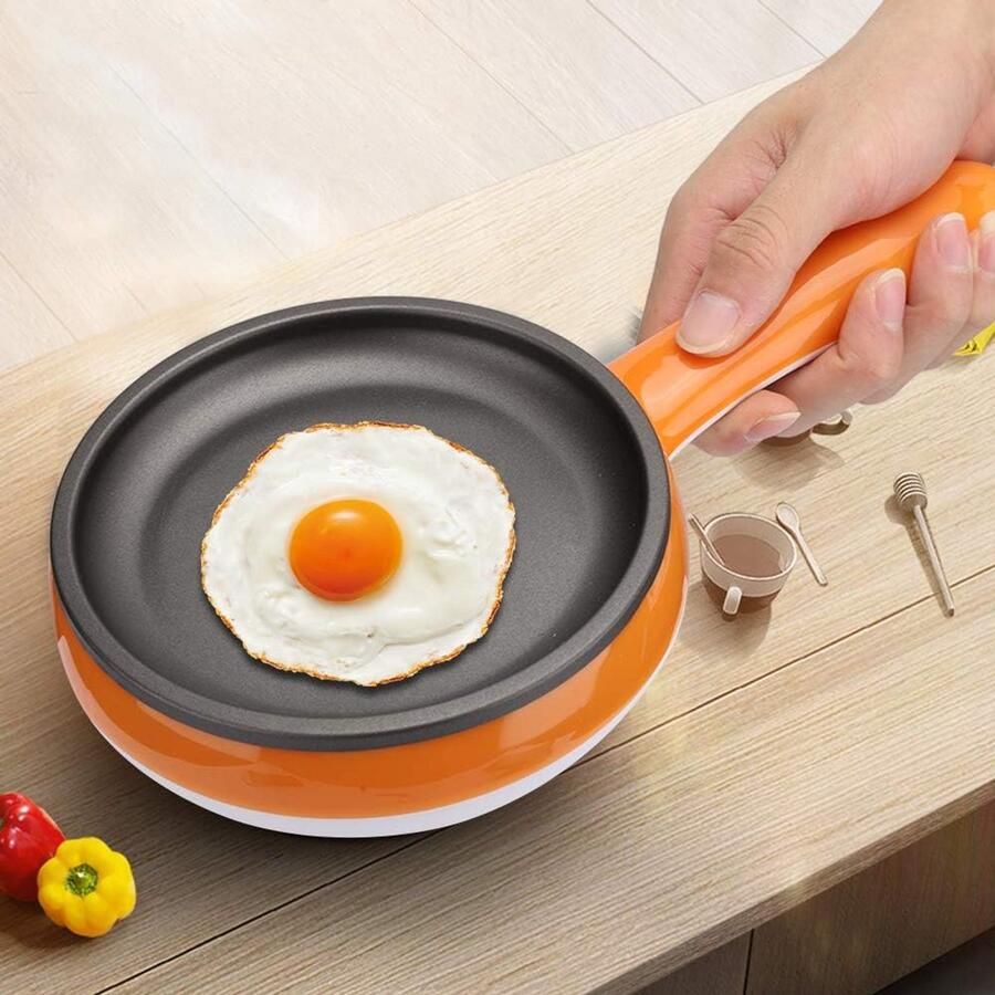 Mini Elektrische Koekenpan Ontbijtpan Multifunctionele Pan Ontbijt Bereiden Antiaanbaklaag 30x15x5.5cm Oranje