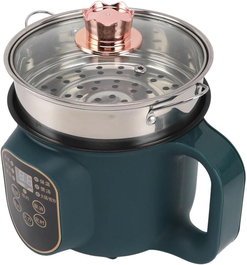 Mini Elektrische Kookpot Compact Fornuis Snel Koken Slimme Reservering 1.8 Liter Groen