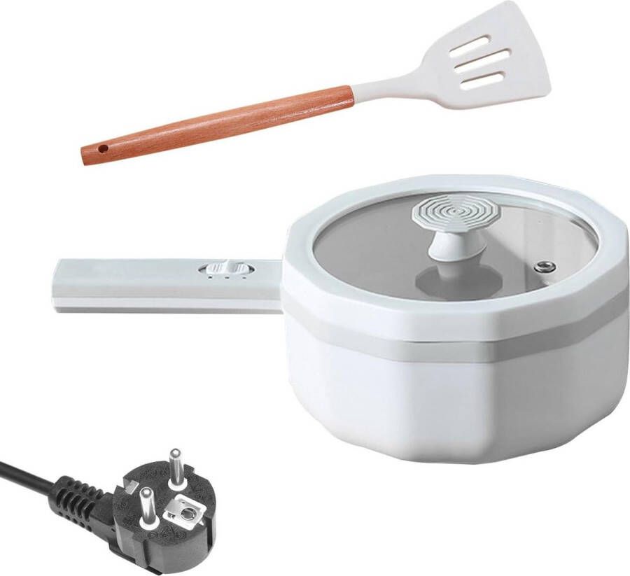 Mini elektrische pan met deksel 15 l hete draagbare pan antiaanbaklaag elektrische pastoofpan multikoker snel verwarmen op elektrisch 350 700 W wit