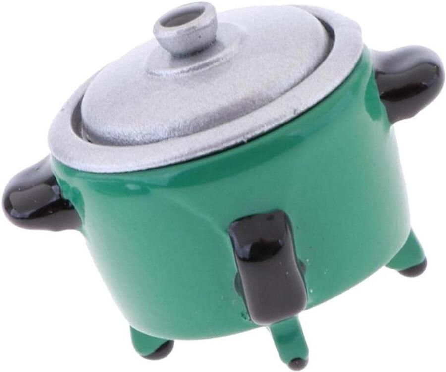 Mini Elektrische Rijstkoker Poppenhuis Keuken Accessoire Poppenhuis Inrichten Verdeelbaar Model 32x23x25mm Donkergroen