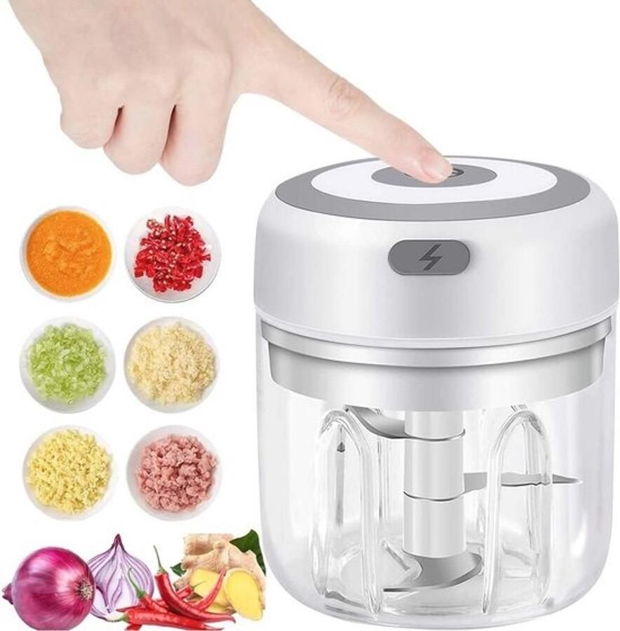 Mini elektrische voedselhakker Draadloze keukenmachine voor groenten fruit en vlees USB-oplaadbaar