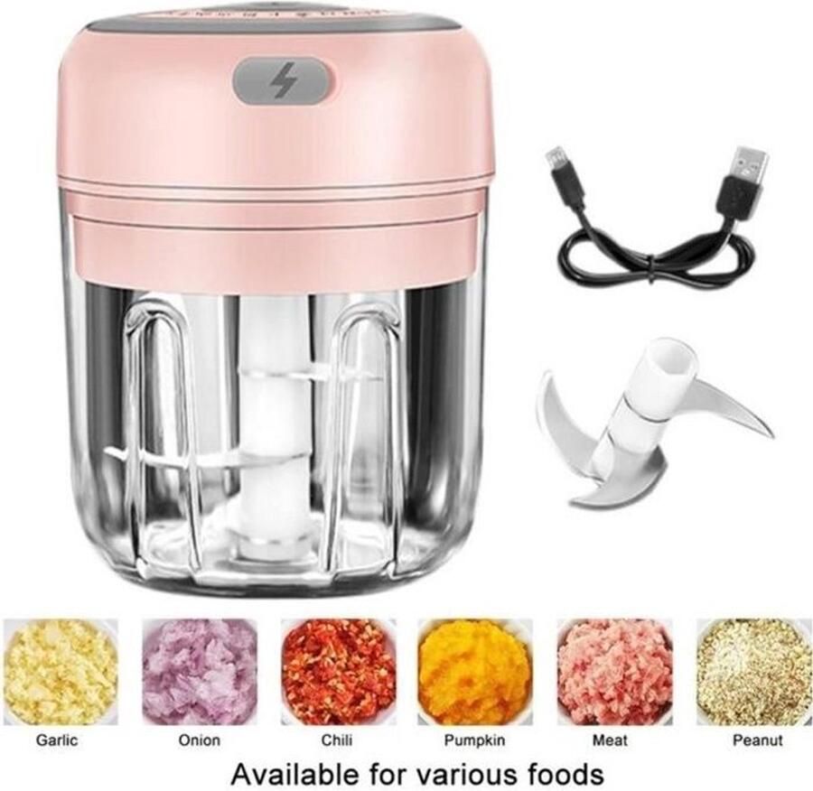 Mini elektrische voedselhakker Mini draadloze elektrische knoflookpers