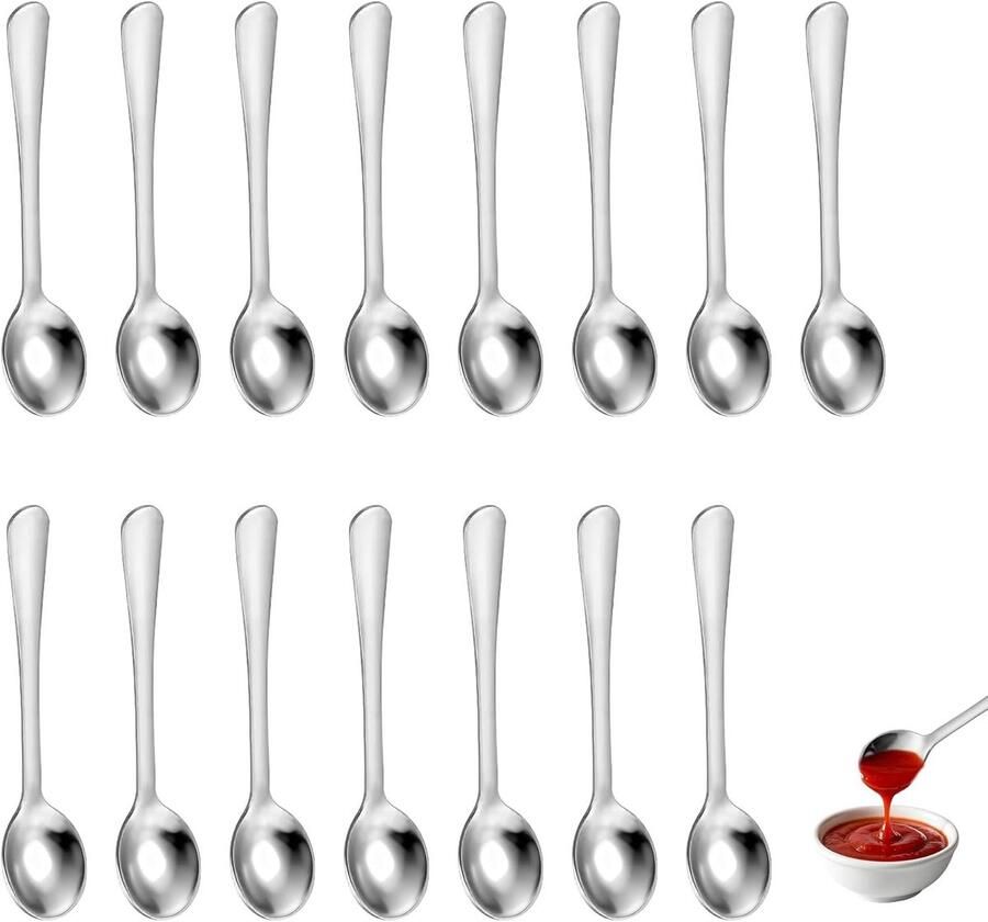 Mini Espresso Lepels Set van 15 Stuks RVS 3 Inch Ideaal voor Koffie Specerijen en Honing