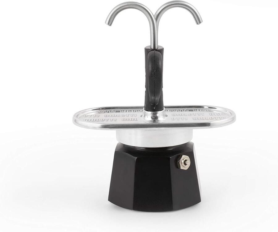 Mini Express Kandisky Moka-set bevat koffiemachine voor 2 kopjes (90 ml) zwart aluminium
