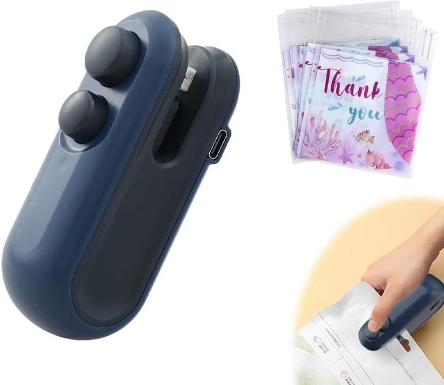 Mini folielasapparaat 2-in-1 afdichtingsmachine met 100 plastic zakken 2-in-1 zakverzegeler minizaksluiter oplaadbare mini-zakverzegeler voor voedselopslag