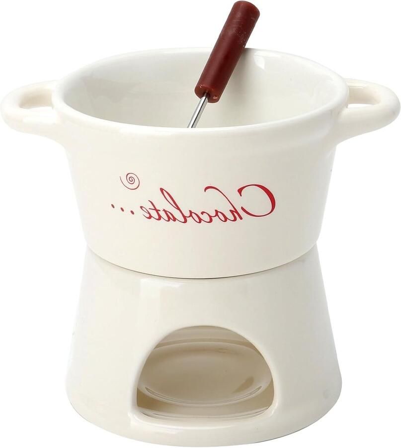 Mini Fondue Set voor Chocolade en Kaas Keramische Pan met Lepel Perfect voor Winter en Valentijnsdag Ideaal voor Thuis en Keukenliefhebbers