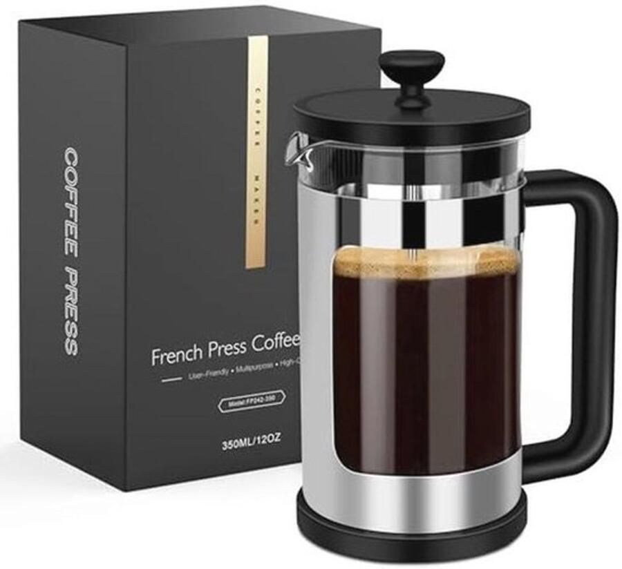 Mini Franse pers 12 Oz Koffiezetapparaat voor één portie van hittebestendig borosilicaatglas