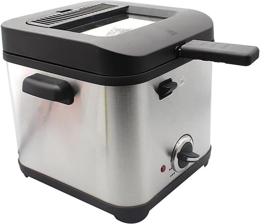 Mini Friteuse Elektrische Frituurpan Snacks Bereiden Met Kijkvenster 1.5 Liter Zwart