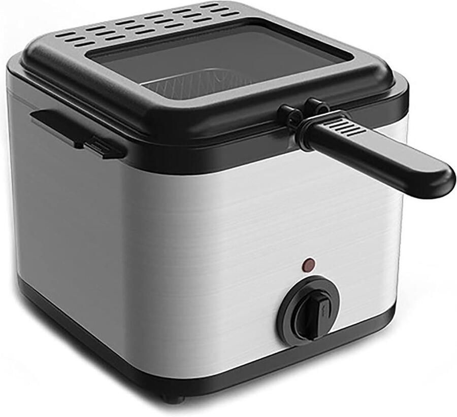 Mini Friteuse Elektrische Frituurpan Thuis Frituren Met Kijkvenster 2.5 Liter Zwart