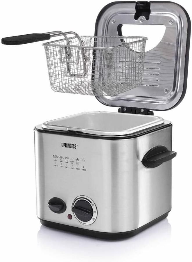 Mini Friteuse Fondue Compact Apparaat Snelle Snacks Geurfilter 1.2 Liter Zilver