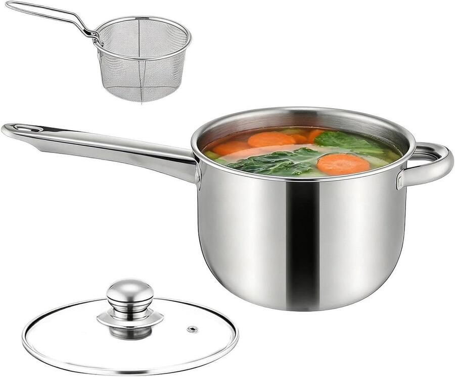Mini-friteuse Kleine friteuse Frituurpan Thuis koken Roestvrijstalen pot 38 x 195 x 13 cm Meerkleurig