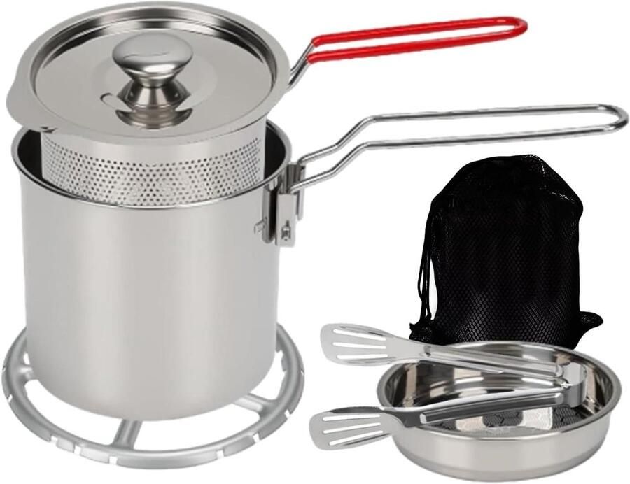 Mini Frituurpan Kleine Friteuse Thuis Frituren Met Mand en Deksel 1.2 Liter Zilver