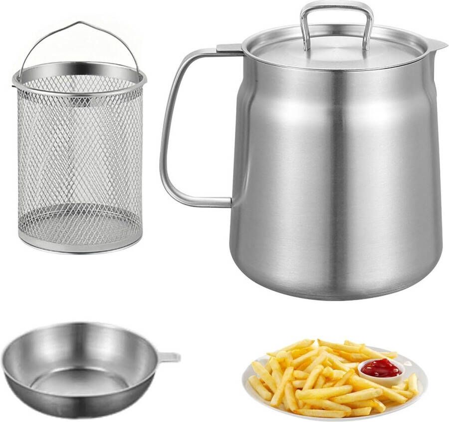 Mini-friteuse pan 304 roestvrij staal multifunctionele oliezeefpan 15 l vetreservoir spek vetbesparer keukengerei