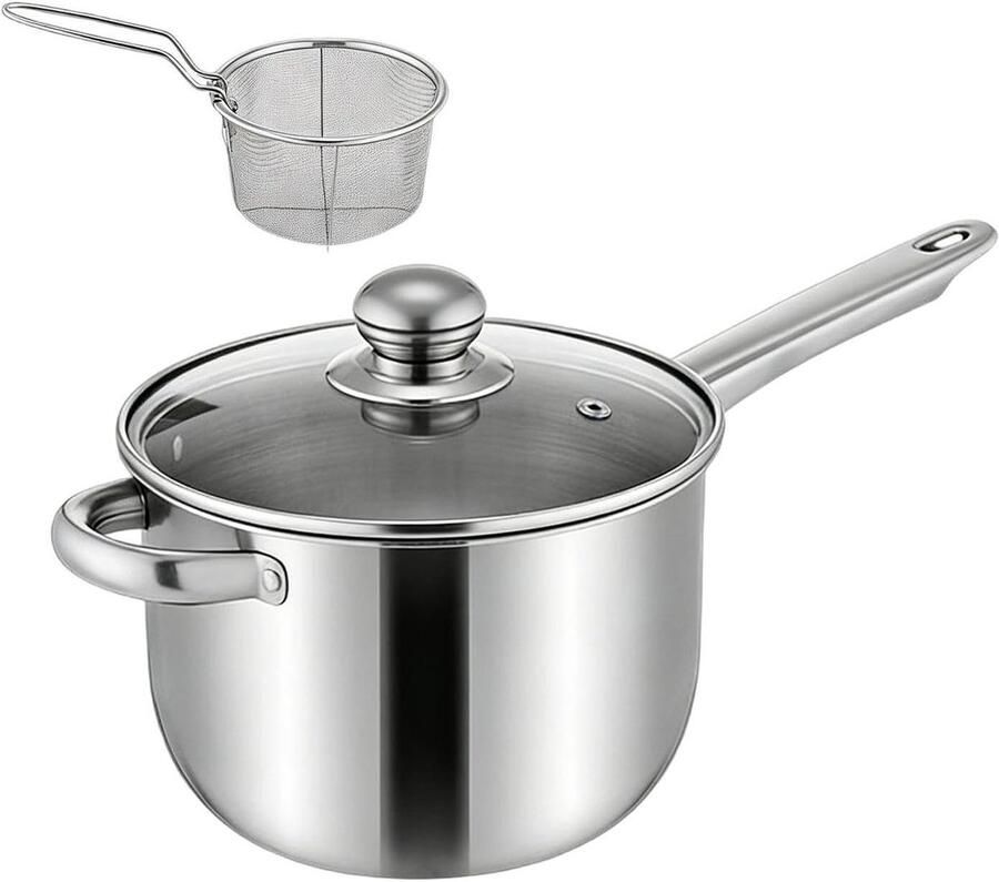 Mini Friteuse Roestvrij Staal Thuis Koken Efficiënt Olie Afvoer 38 x 19.5 cm Meerkleurig