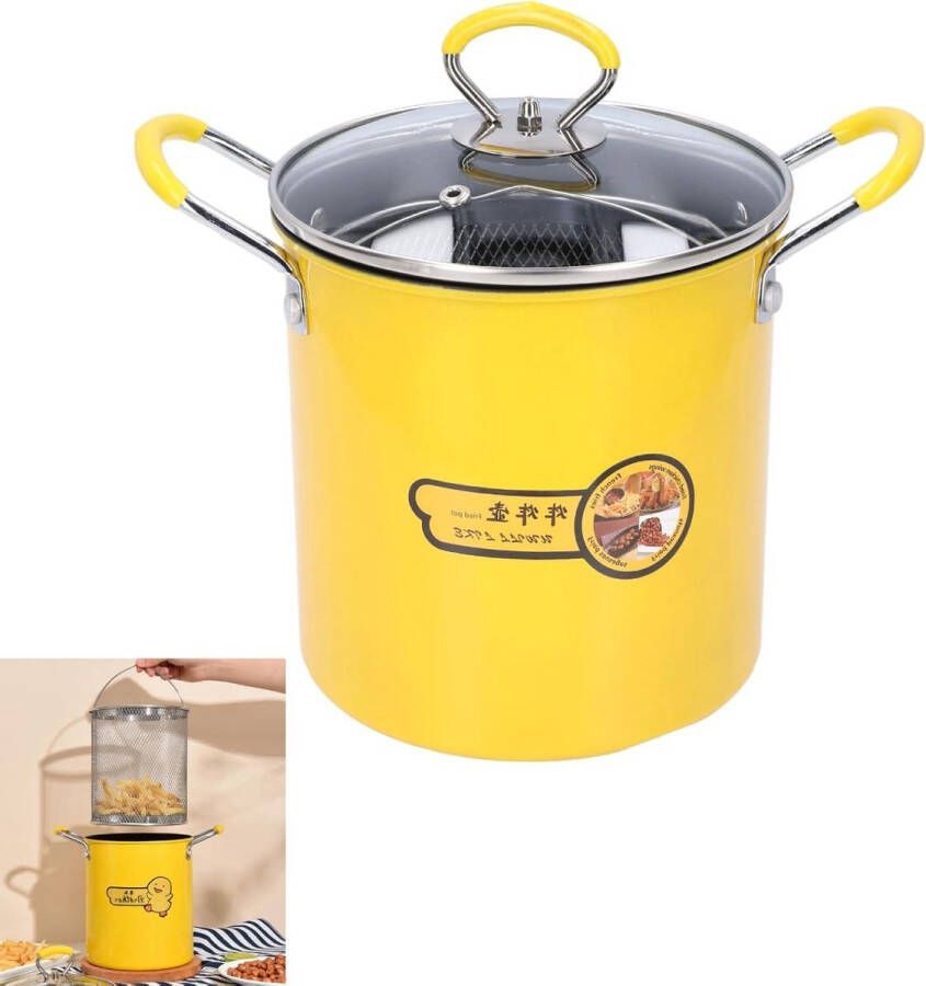 Mini-friteusepan 3L Roestvrijstalen Friteuse Met Brandwerende Handgreep Keukenfriteuse Met Oliefilterrekdeksel Voor Frites Friet Vis En Kip