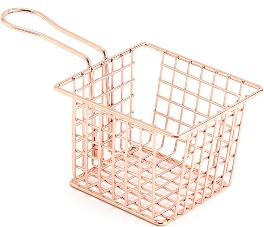 Mini Frituurmand Snackhouder Friteuse Hapjes Presenteren Chique Europees Ontwerp N.v.t. rosé goud