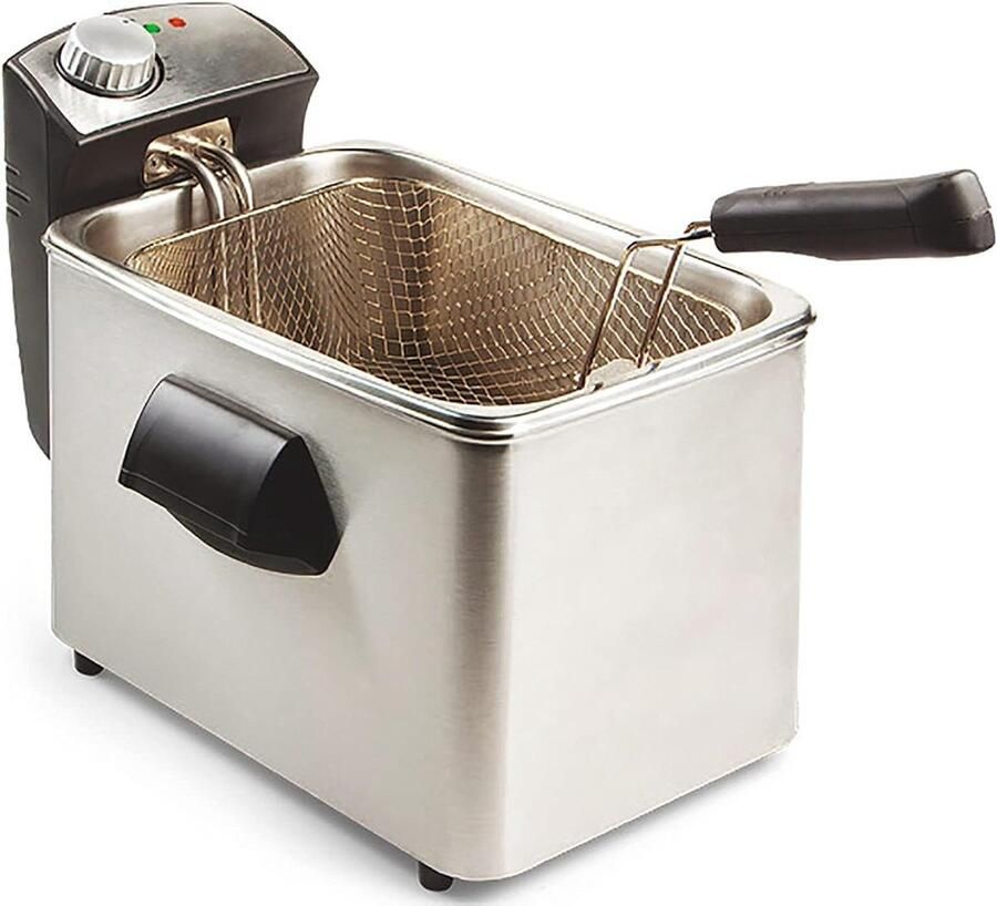 Mini Frituurpan Friteuse Elektrisch Thuis Frituren Temperatuurregeling 3L Zilver
