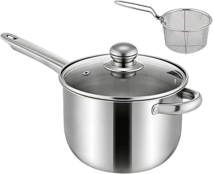 Mini Friteuse Kleine Frituurpan Thuis Koken Roestvrijstalen Pan 16D x 21.7W x 16H cm Meerkleurig