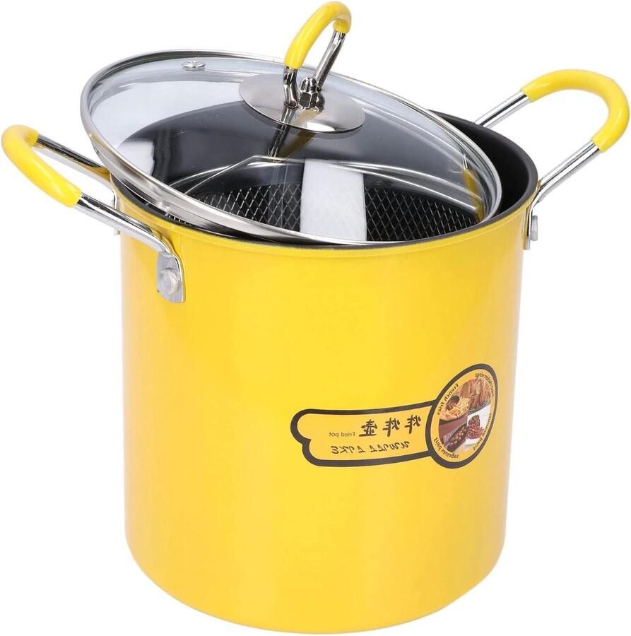 Mini Frituurpan Friteuse Pot Thuis Frituren Verhoogd Potlichaam 3L Geel