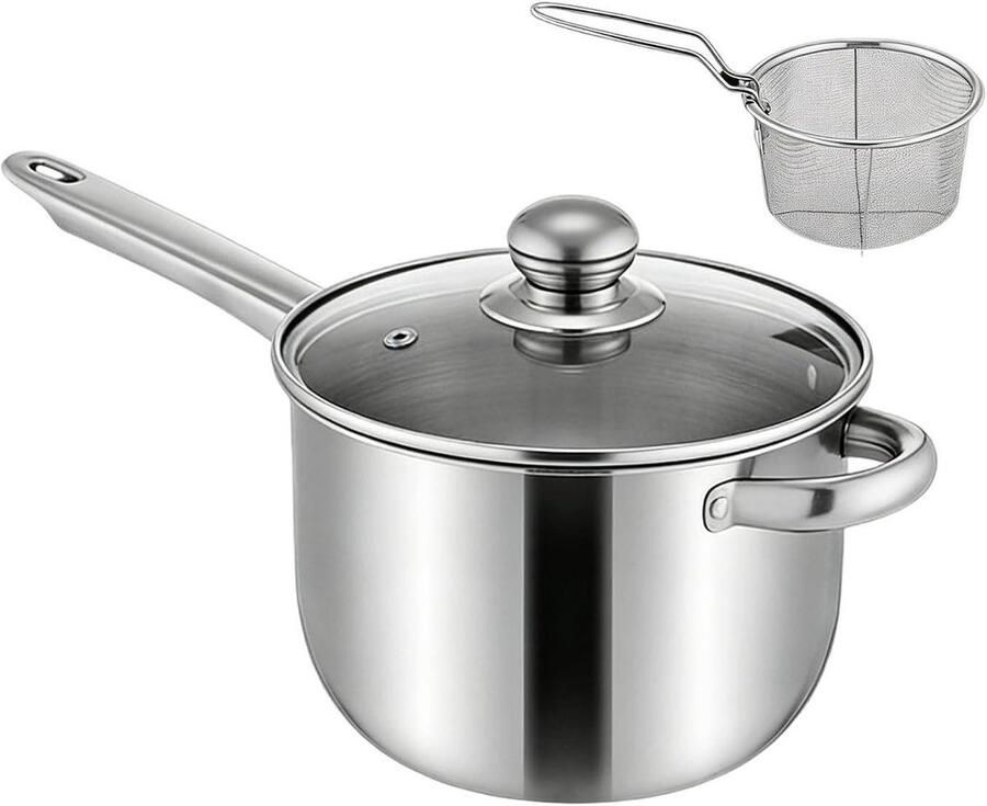 Mini Frituurpan Kleine Friteuse Pot Thuis Koken Inductie Compatibel 22.4 cm Breed Veelkleurig
