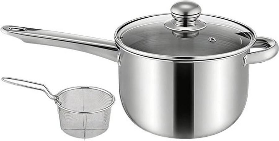 Mini-frituurpan Kleine friteuse Voor thuisgebruik Gelijkmatige warmteverdeling 20B x 15H cm Zilver