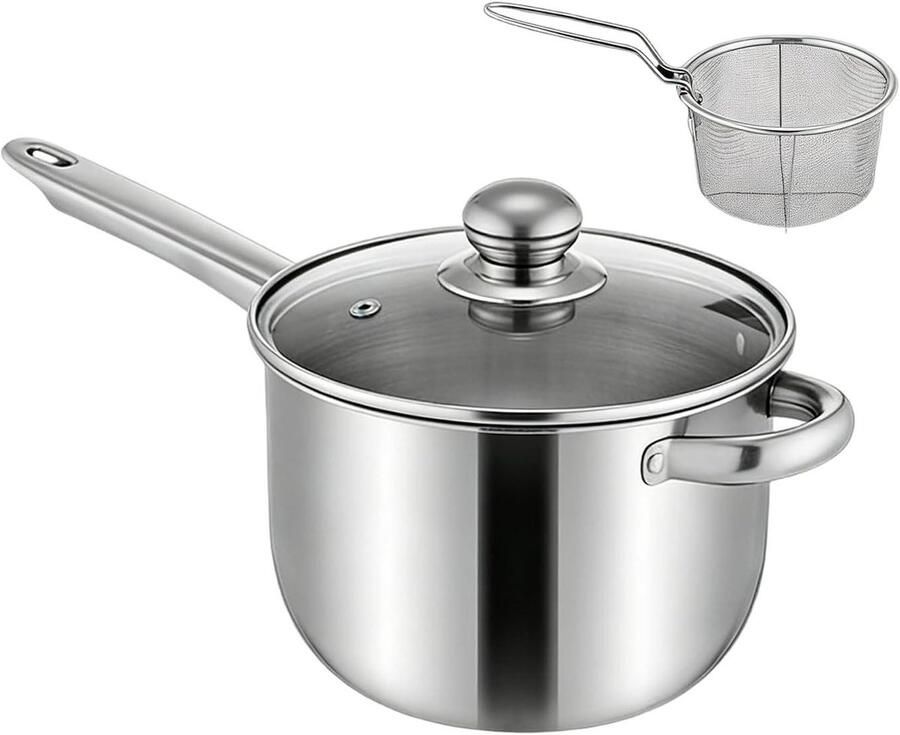 Mini Frituurpan Kleine Frituur Thuis Frituren Ingekapselde Bodem 15x20x15 cm Zilver