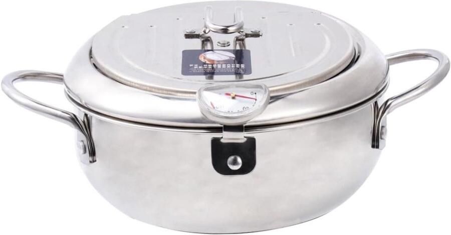 Mini Frituurpan Koekenpan Frituur Thuis Frituren Met Olieschenker 20.5 cm Zilver