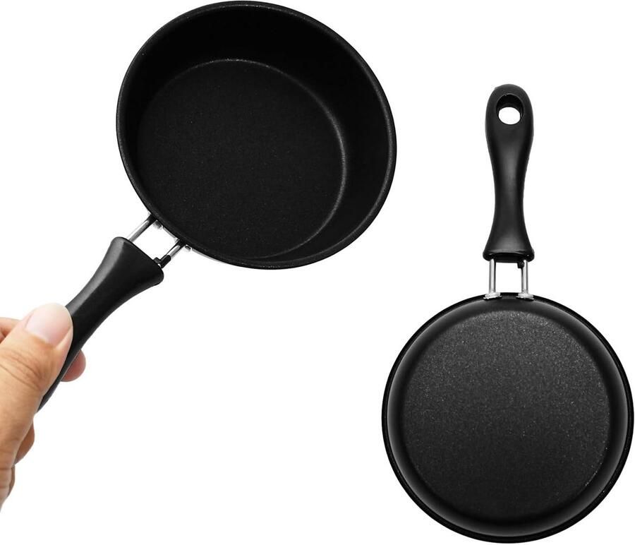Mini-gietijzeren Braadpan Zwart 12 cm Met Antiaanbaklaag Voor Eieren en Pannenkoeken