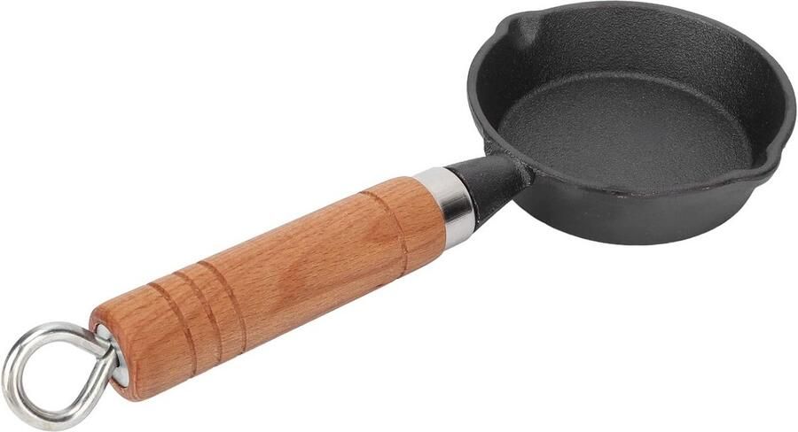 Mini Gietijzeren Koekenpan 10cm met Houten Handvat Perfect voor Eieren en Pannenkoeken